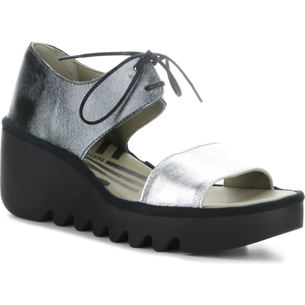 Fly London Bilu Platform Wedge Sandal In Silver