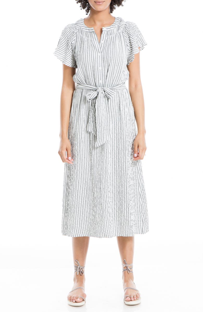 MAX STUDIO Flutter Sleeve Self Tie Dress, Main, color,