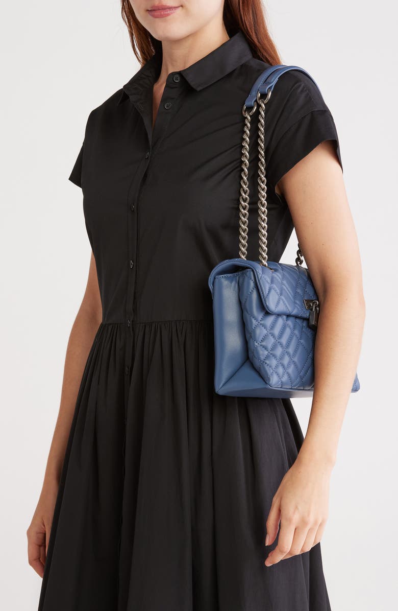 Kurt Geiger London Large Brixton Lock Leather Shoulder Bag, Alternate, color, Open Blue