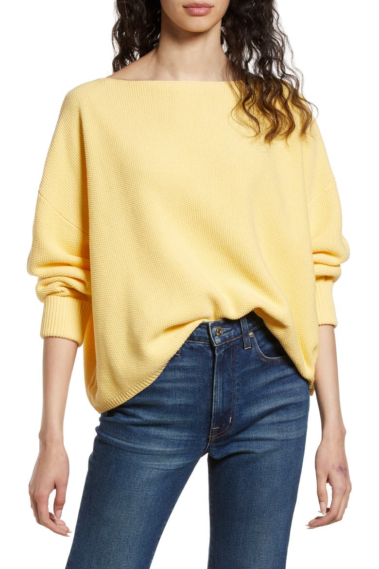 Mozart Moss Stitch Cotton Sweater, Main, color, GOLDEN GLAZE