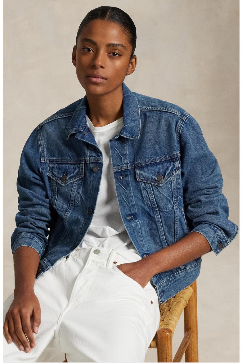 Denim Trucker Jacket, Alternate, color, MEUSE WASH