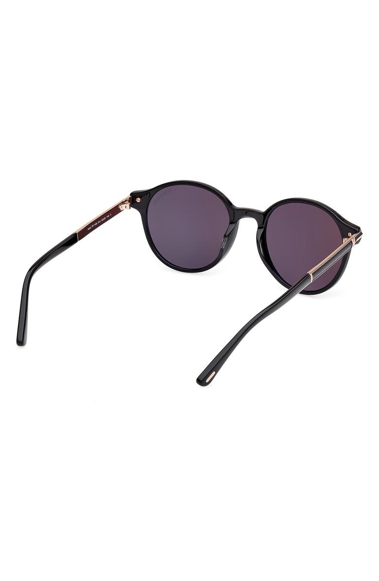 TOM FORD 52mm Round Sunglasses, Alternate, color, Shiny Black / Smoke