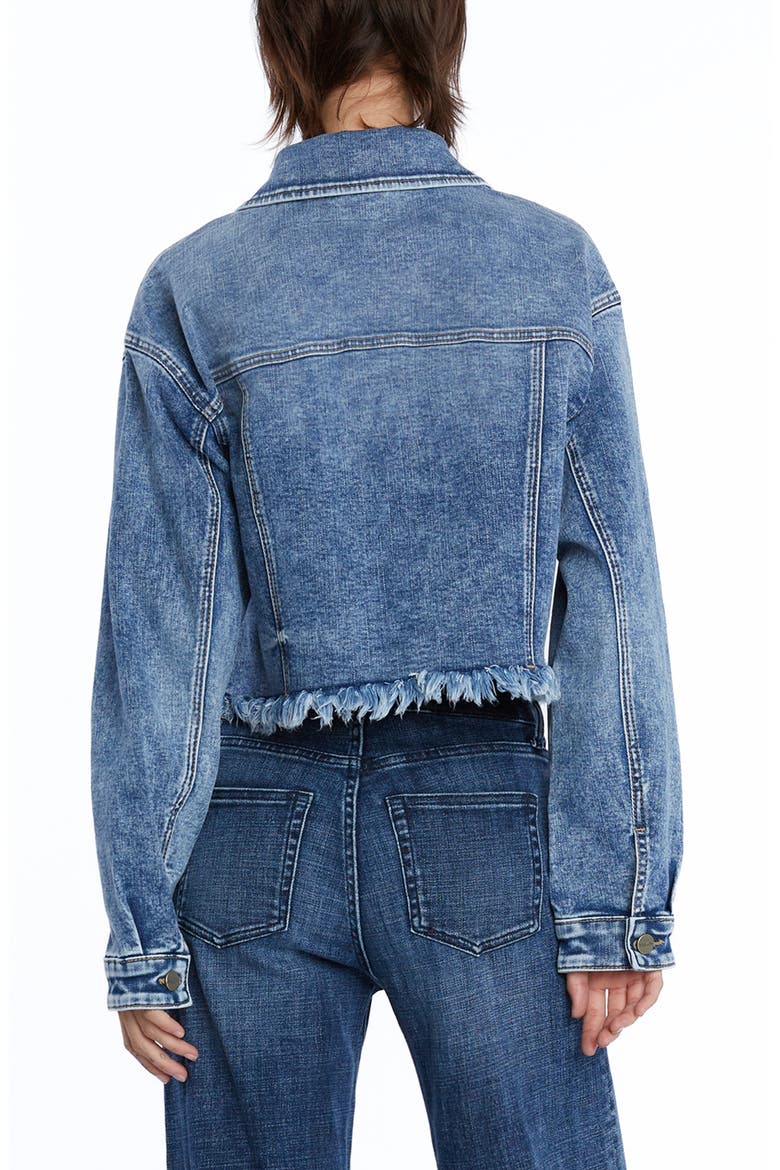 Frayed Crop Denim Jacket, Alternate, color, SWISS BLUE