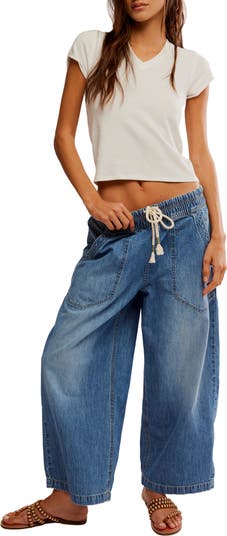 Easy Peasy Wide Leg Denim Drawstring Pants