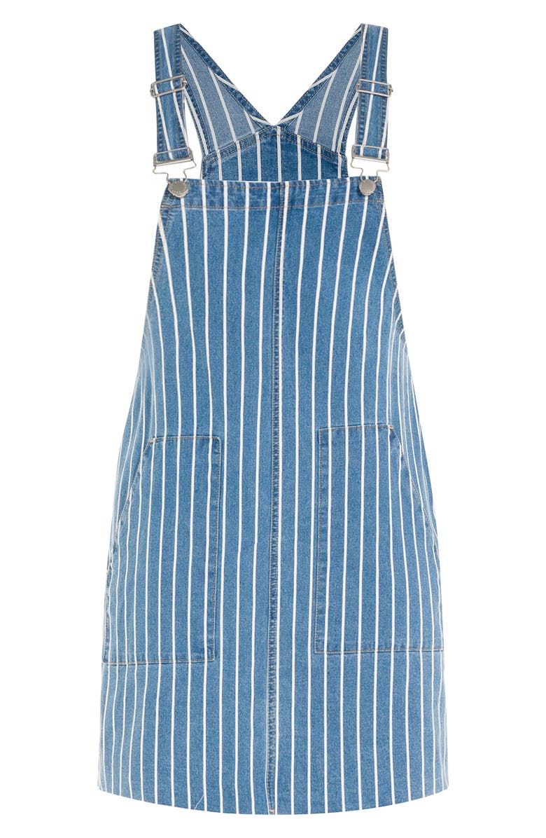 City Chic Stripe Denim Jumper Dress, Alternate, color, 
