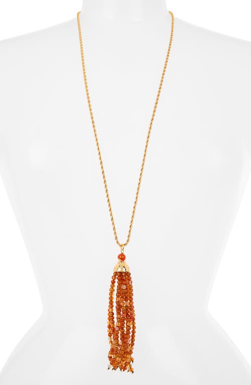 Kenneth Jay Lane Beaded Tassel Pendant Necklace In Sunset