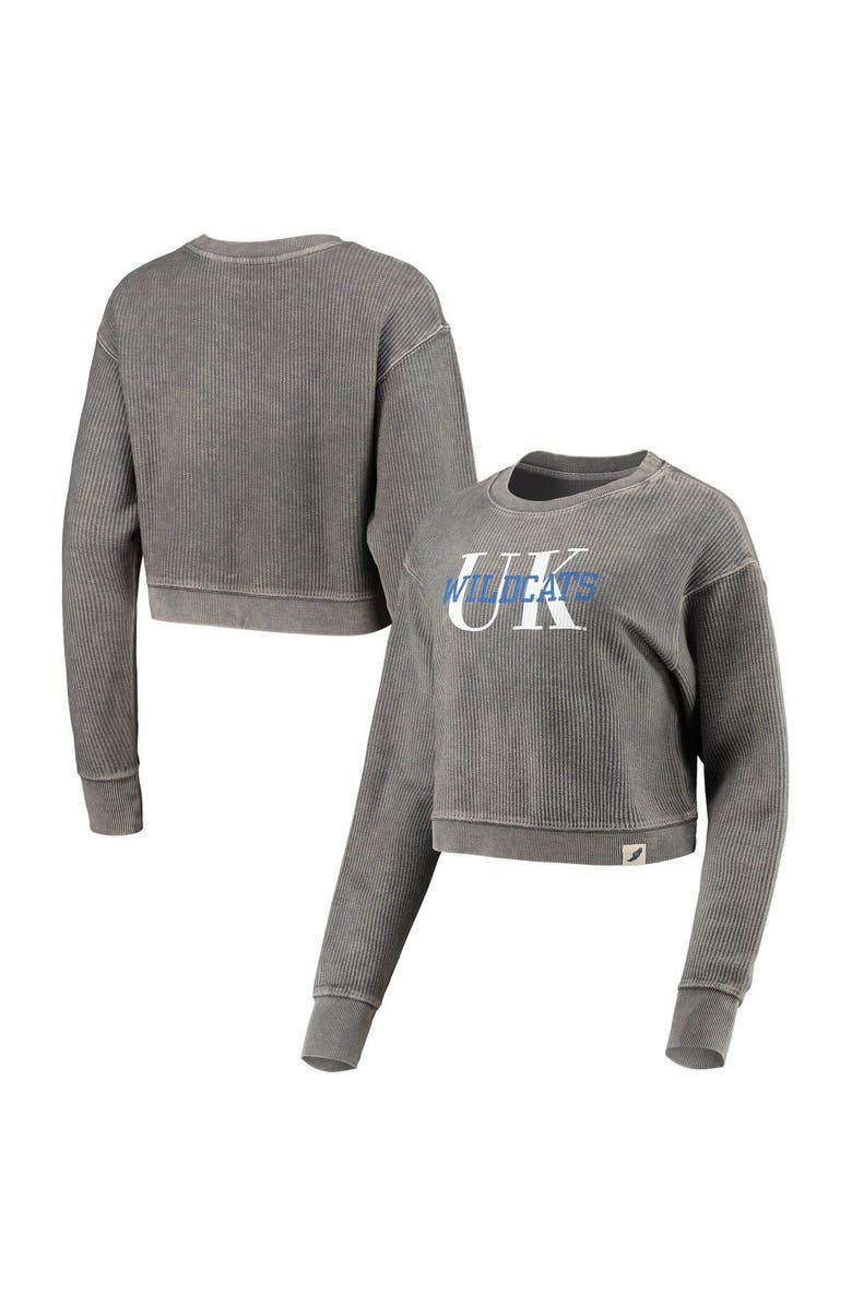 LEAGUE COLLEGIATE WEAR Women's League Collegiate Wear Graphite Kentucky Wildcats Classic Corded Timber Crop Pullover Sweatshirt, Main, color, 