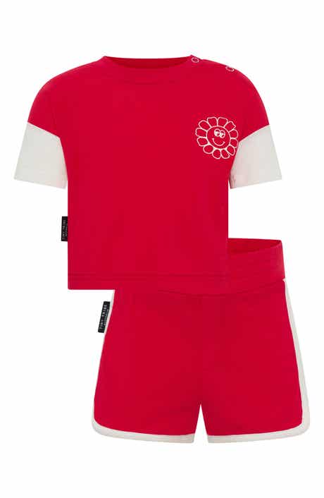 TINY TRIBE Sunny Tribe Layered Look Graphic T-Shirt & Shorts Set