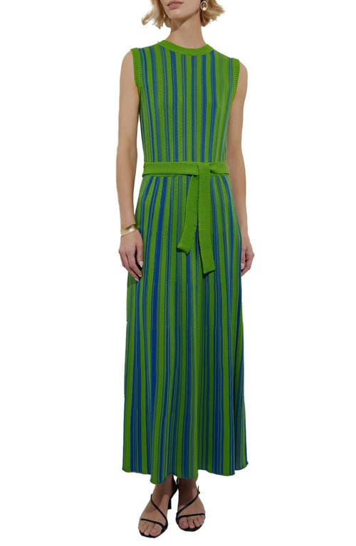 Misook Modern Fit Sleeveless Rib Knit Dress In Satin Sky/matisse Green
