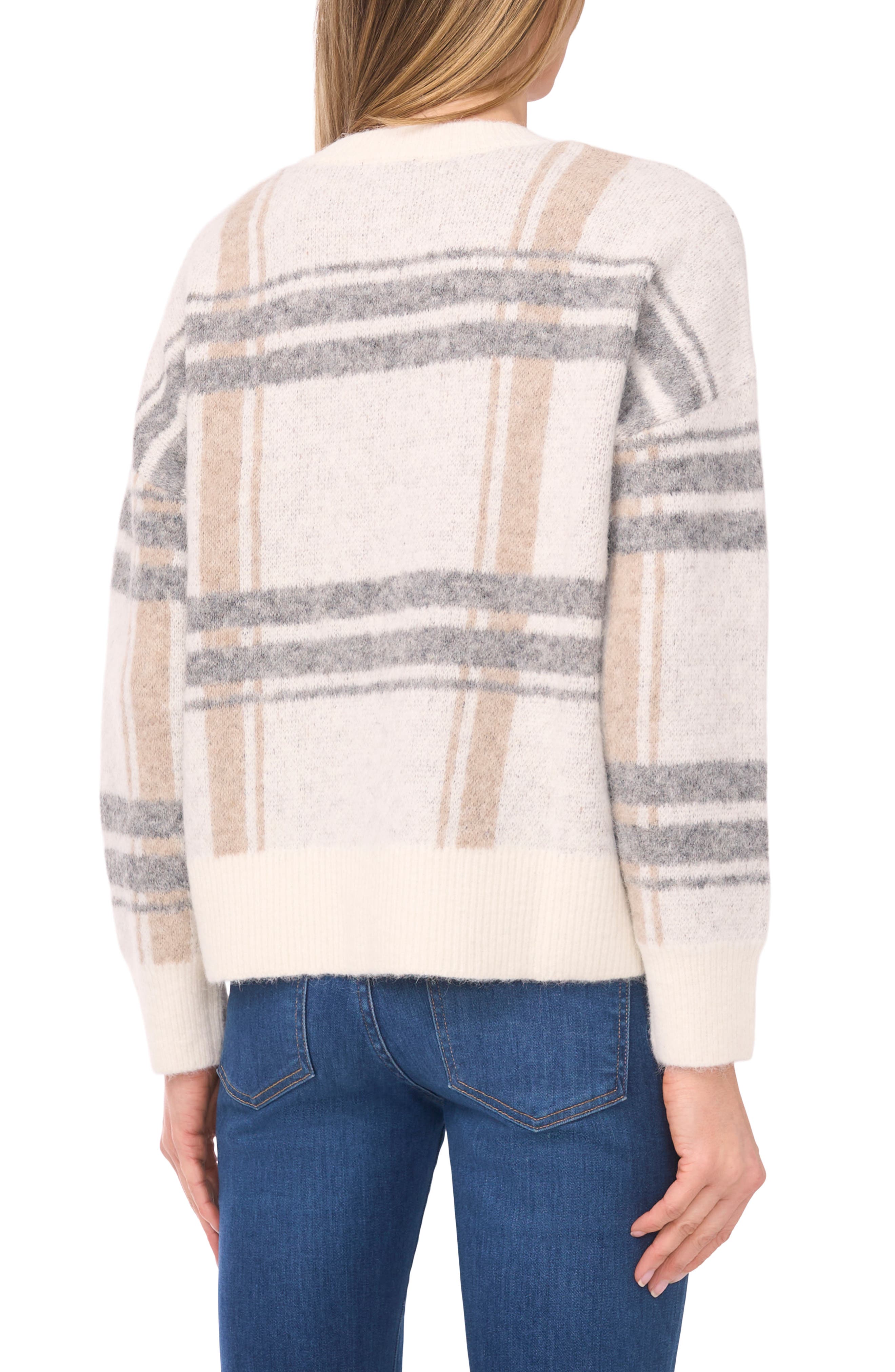 Plaid Jacquard Crewneck Sweater - image 4