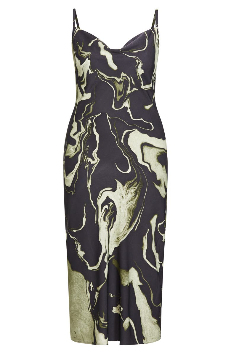 City Chic Avalie Marble Print Cowl Neck Midi Dress, Alternate, color, 