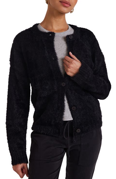 Fuzzy Crewneck Cardigan