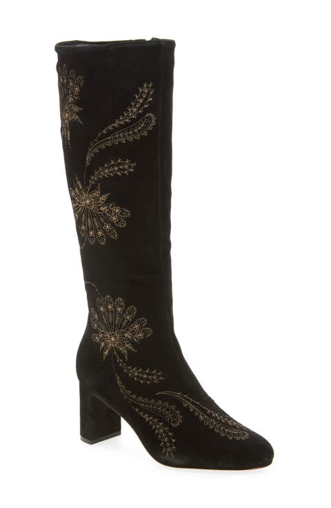 Dani Embroidered Knee High Boot