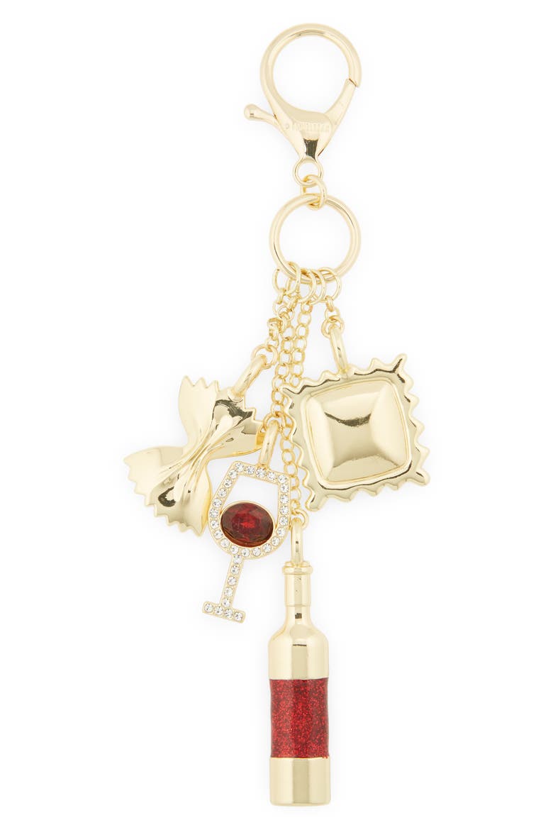 Pasta & Wine Cluster Bag Charms, Main, color, GOLD