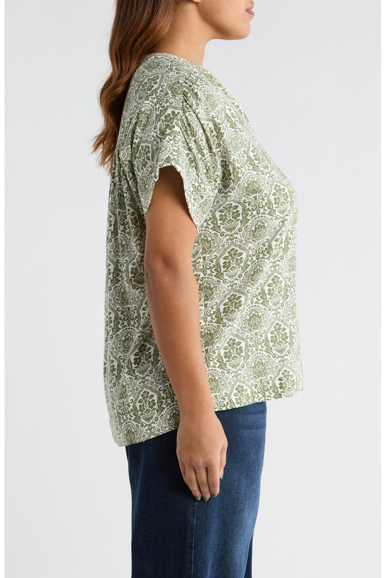 Estrada Floral Miah Top, Alternate, color, OLIVE-WHITE