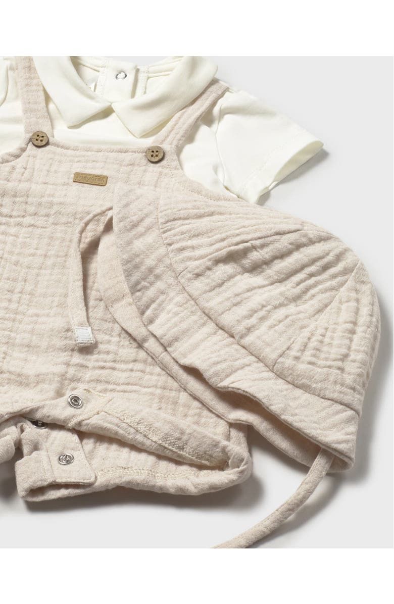 Mayoral Romper & Hat Set, Alternate, color, Beige