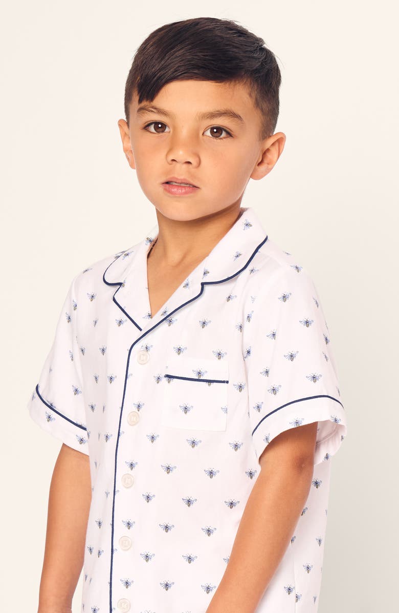 Petite Plume Kids' Bee Print Two-Piece Short Pajamas, Alternate, color, 