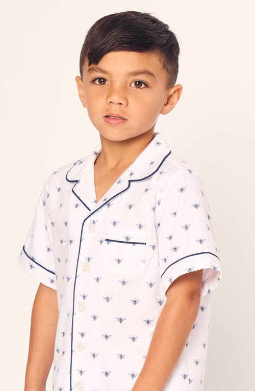 Petite Plume Kids' Bee Print Two-piece Short Pajamas In White
