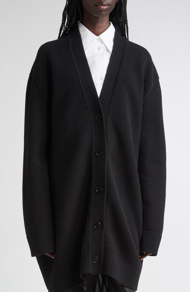 Jil Sander Classic Virgin Wool Blend Cardigan, Main, color, Black
