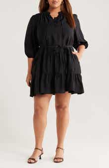 Caslon® Tie Neck Tiered Dress