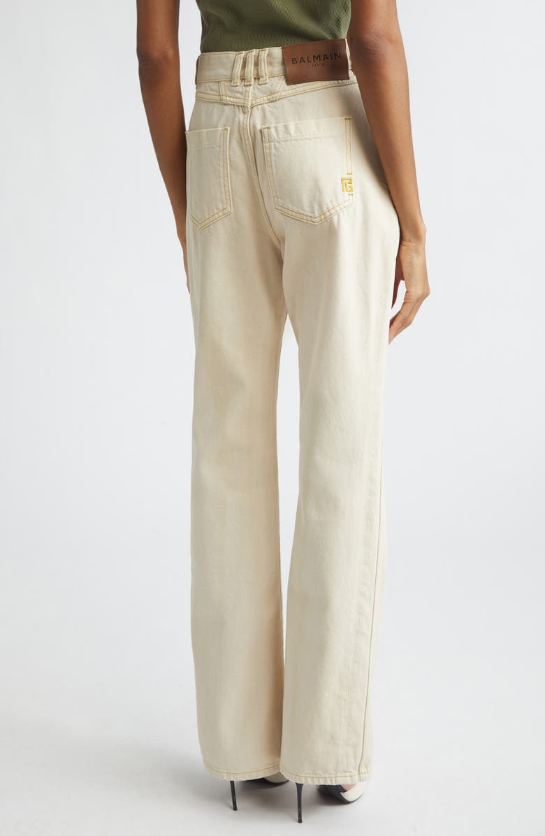 Balmain High Waist Tailored Jeans, Alternate, color, Beige