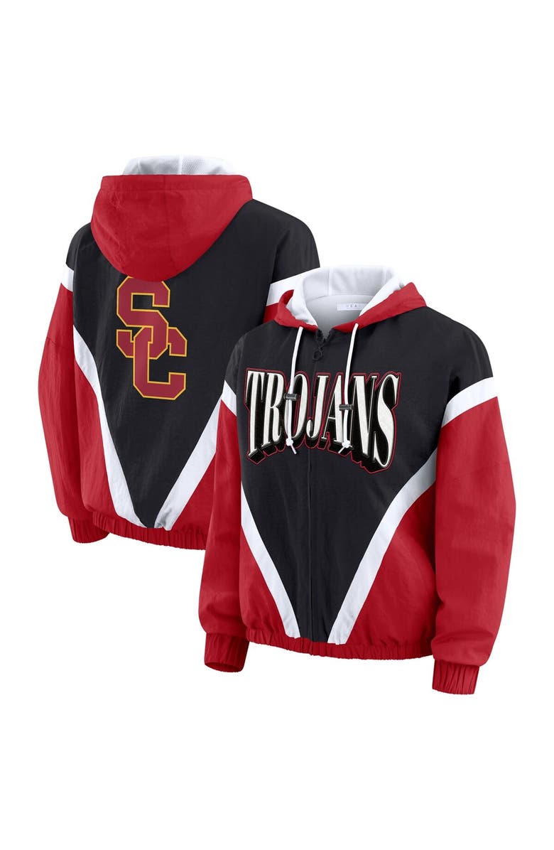 WEAR by Erin Andrews Women's WEAR by Erin Andrews Cardinal/Black USC Trojans Colorblock Full-Zip Hoodie Windbreaker Jacket, Main, color, Cardinal