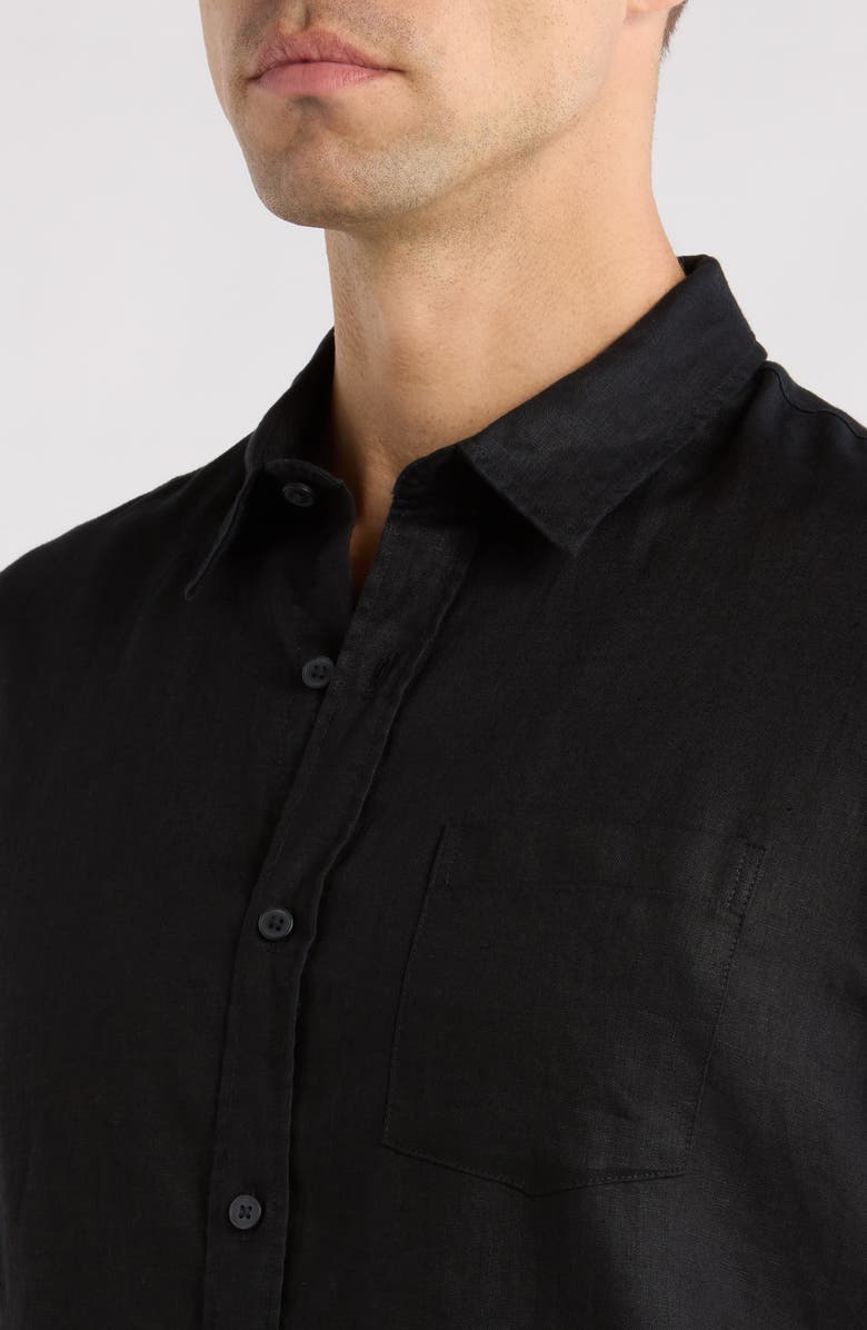 Vince Linen Button-Up Shirt, Alternate, color, Black