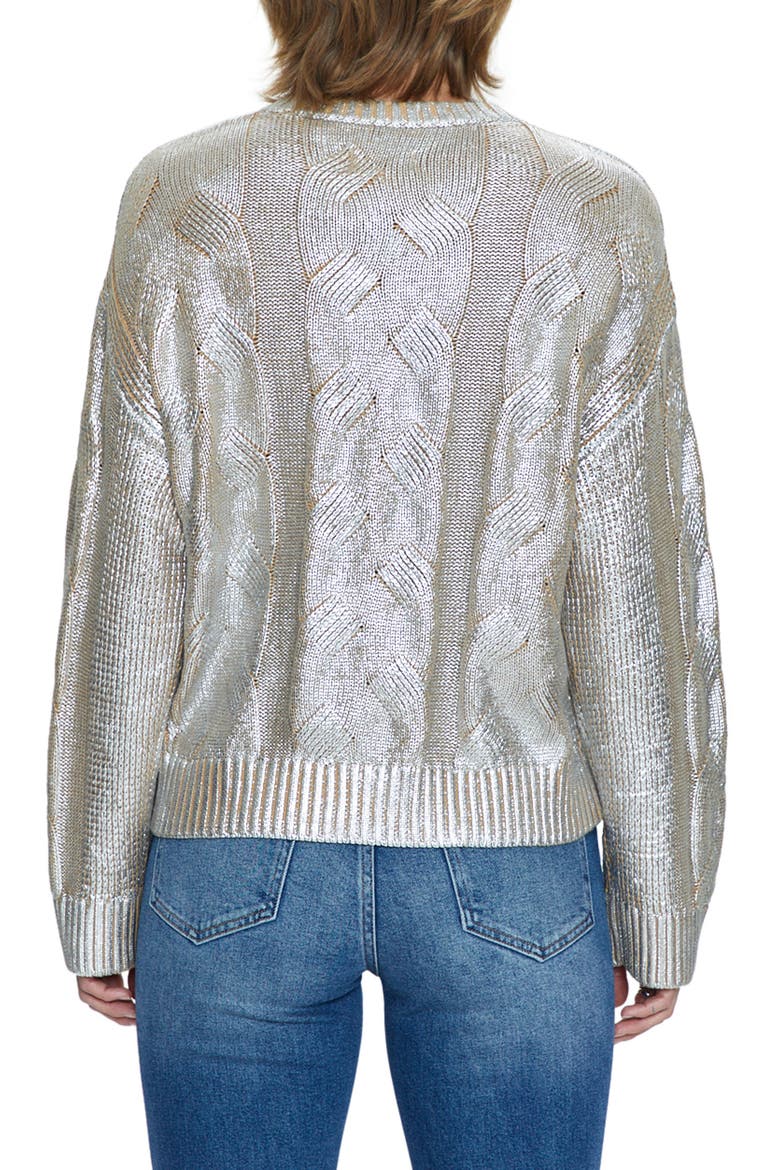Everly Foil Accent Cotton Crewneck Sweater, Alternate, color, GILDED CASTLE