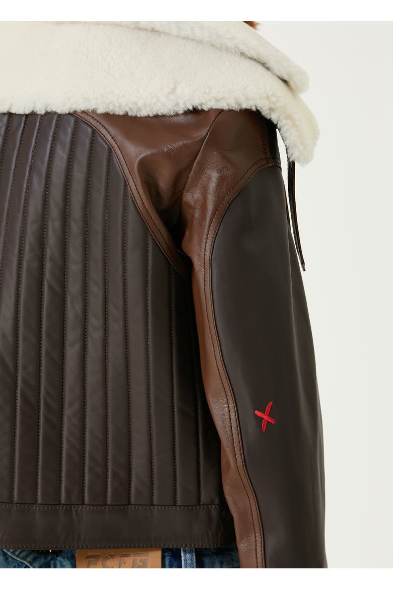 Double Collar Leather  Jacket, Alternate, color, BROWN