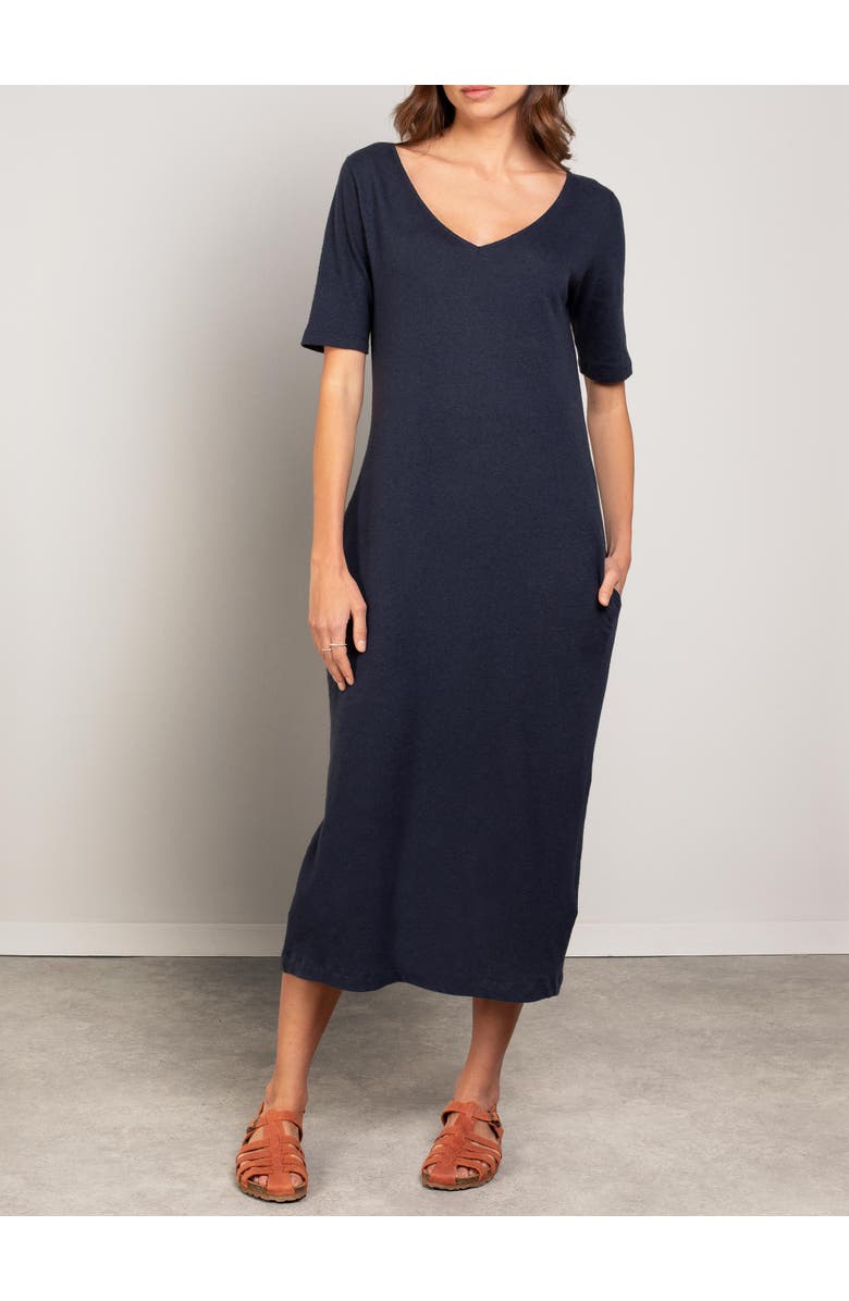 Celtic & Co. Linen Blend Midi Dress, Alternate, color, Navy