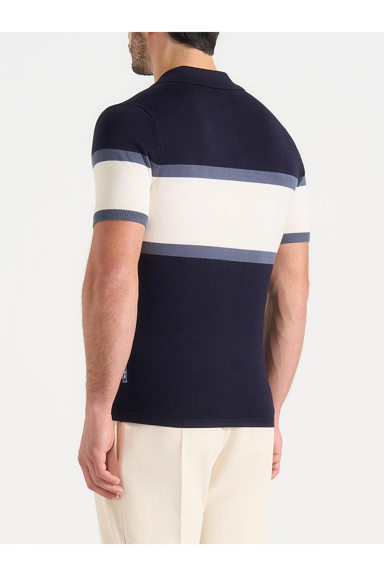 Enzo Colour Block Polo, Alternate, color, Navy
