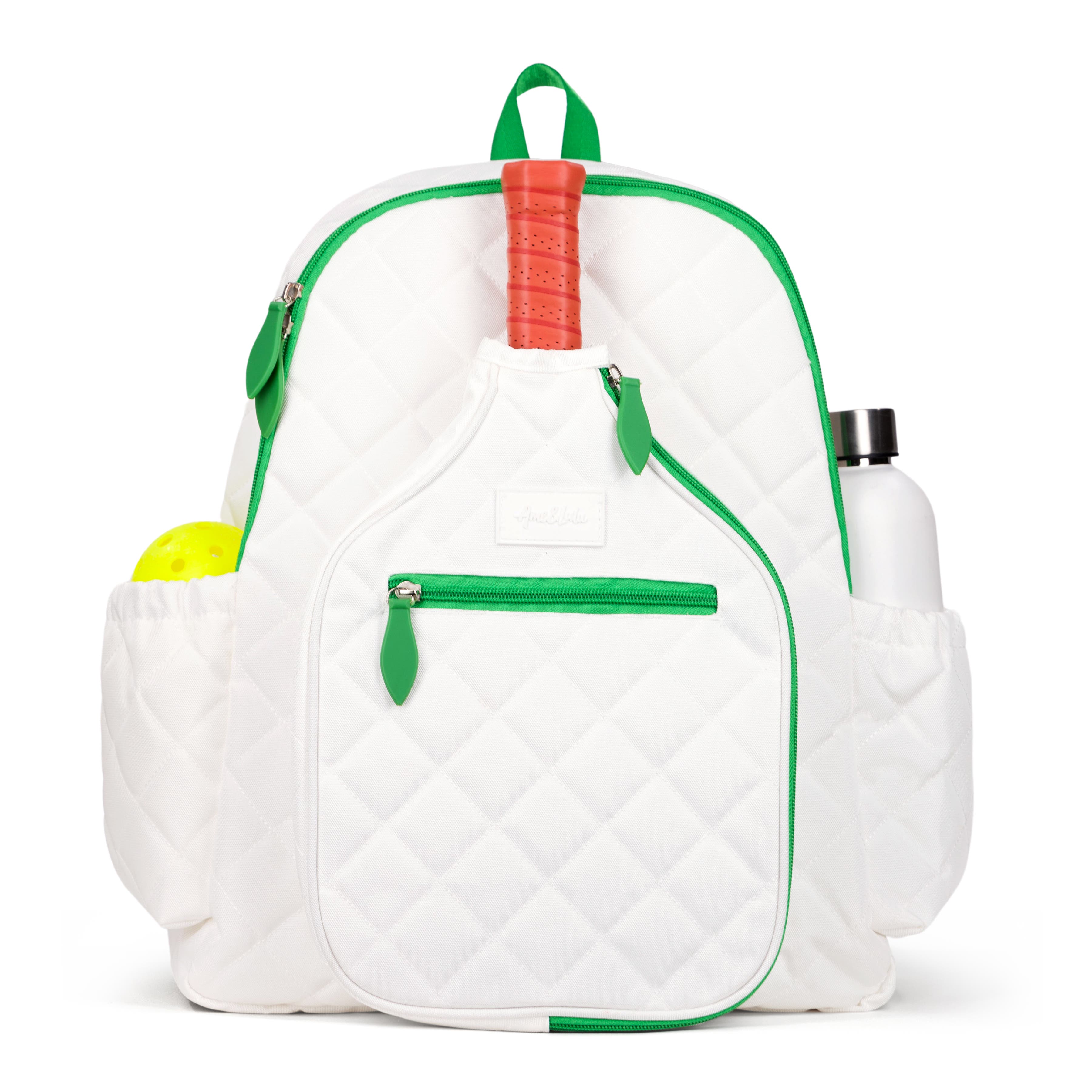 Ame & Lulu Pickleball Time Backpack, Main, color, Quilted White/Green