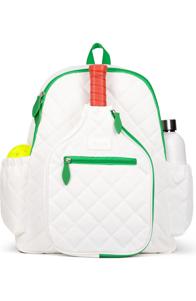 Ame & Lulu Pickleball Time Backpack, Main, color, Quilted White/Green