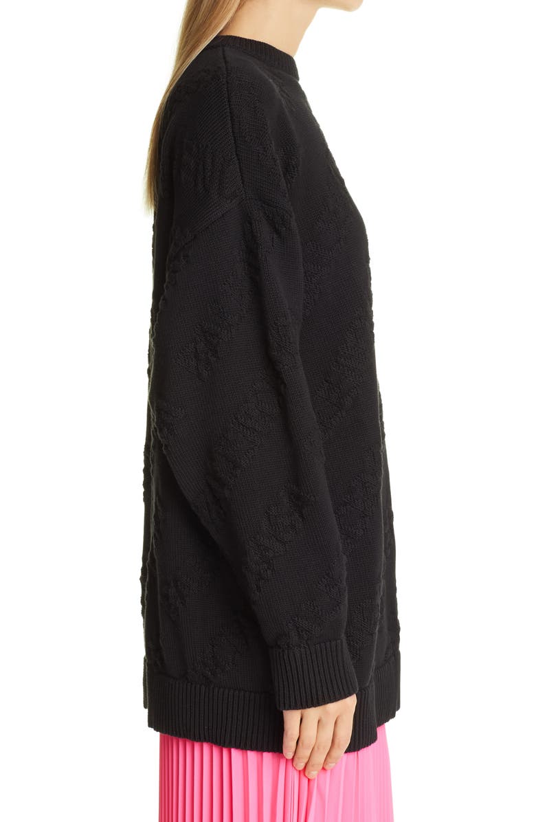 Balenciaga Tonal Logo Jacquard Cotton Sweater, Alternate, color, 