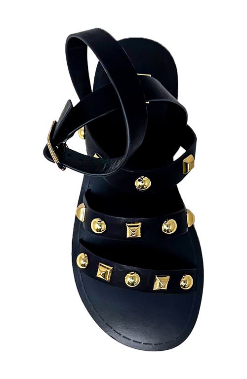Shushop Daphne Studded Gladiator Sandal In Black