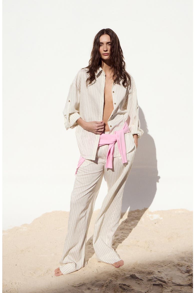 Santorini Stripe Wide Leg Pants, Alternate, color, ECRU