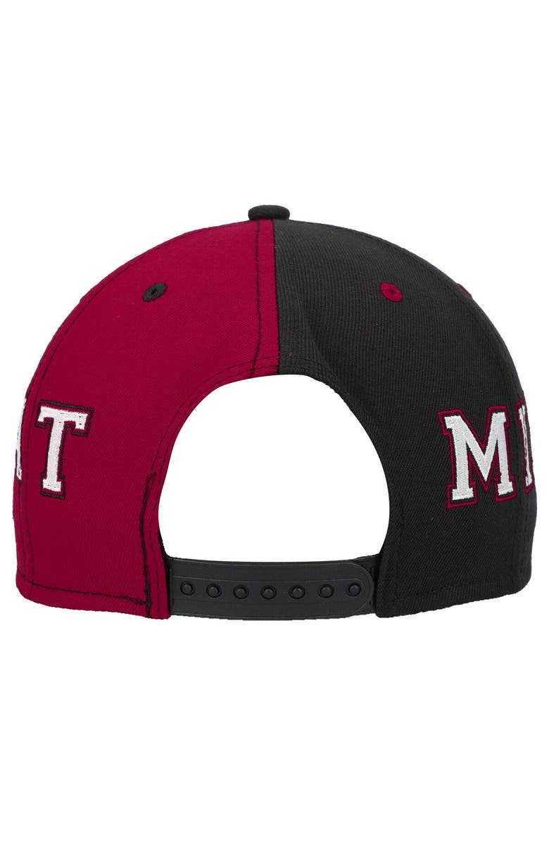 New Era Men's New Era Black/Red Miami Heat Team Split 9FIFTY Snapback Hat, Alternate, color, 