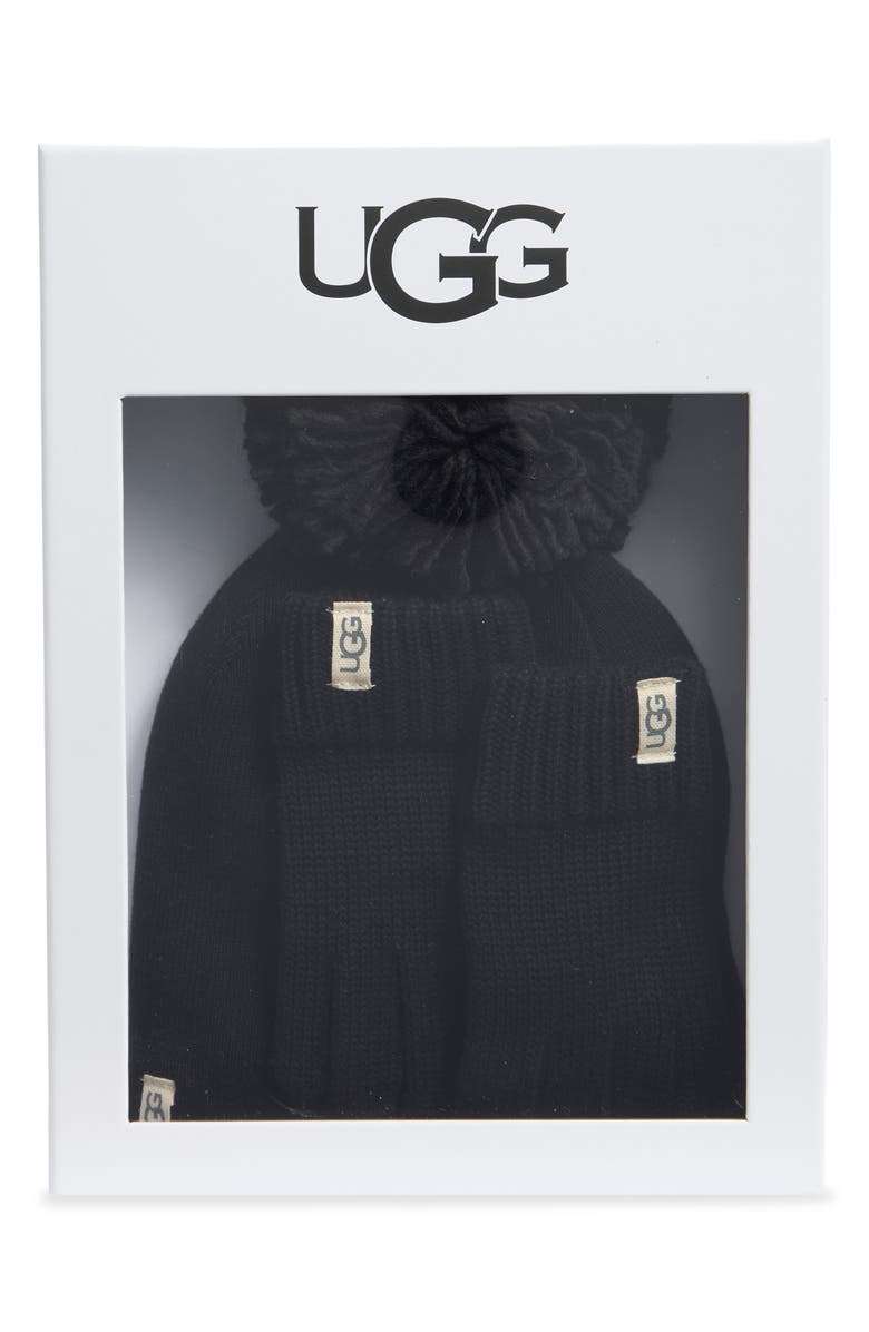 UGG<sup>®</sup> Knit Hat & Glove Set, Alternate, color, Black