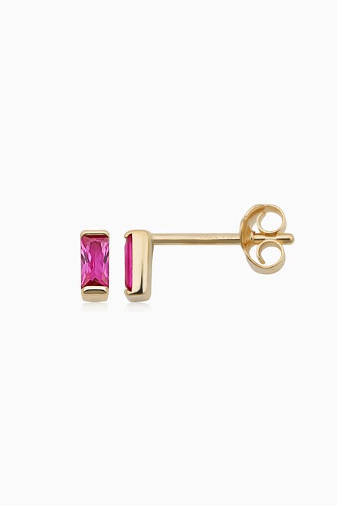 14K Gold Fresco Baguette Micro Studs Earrings