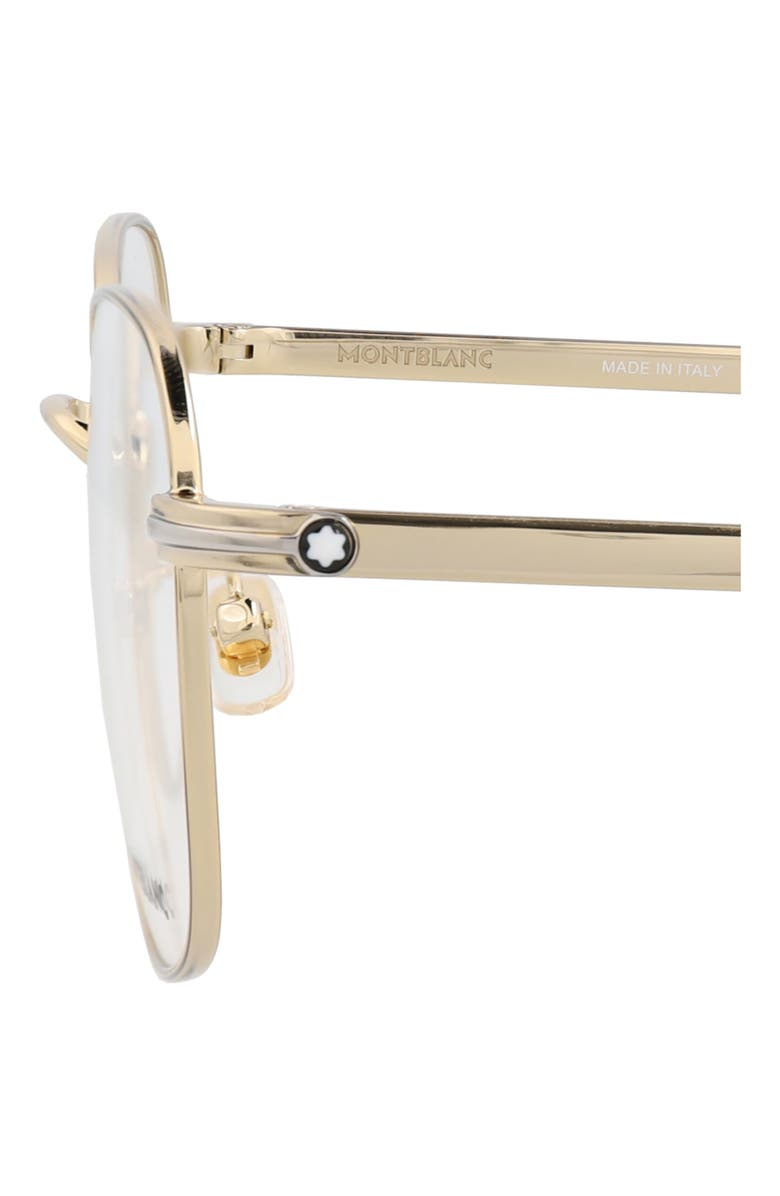 Montblanc 52mm Square Optical Glasses, Alternate, color, Gold Transparent