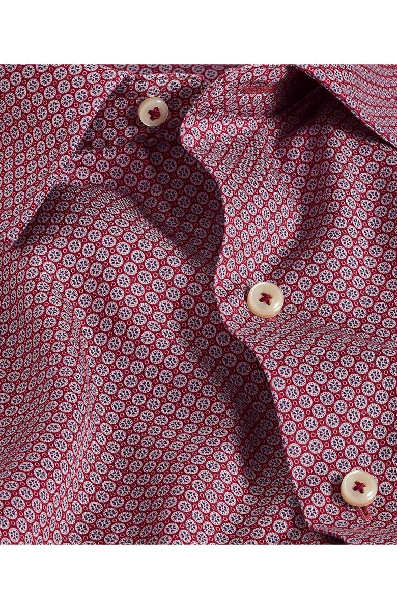 David Donahue Geometric Print Sport Shirt, Alternate, color, Berry