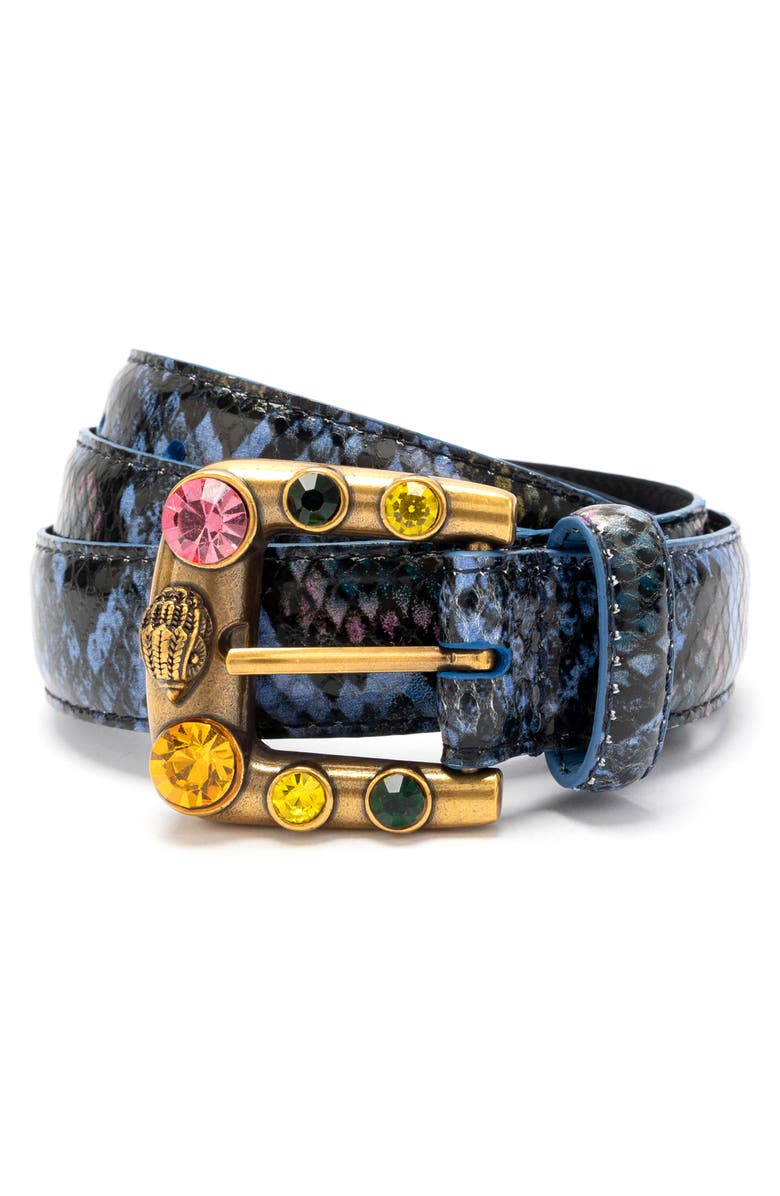 Kurt Geiger London Maddox Snakeskin-Print Belt, Alternate, color, 