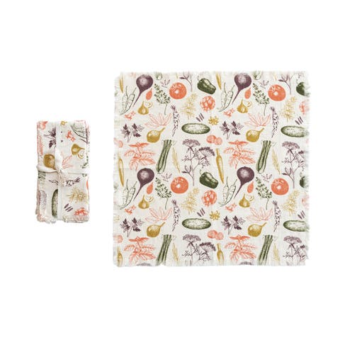 Vegetable Print Napkins with Fringe