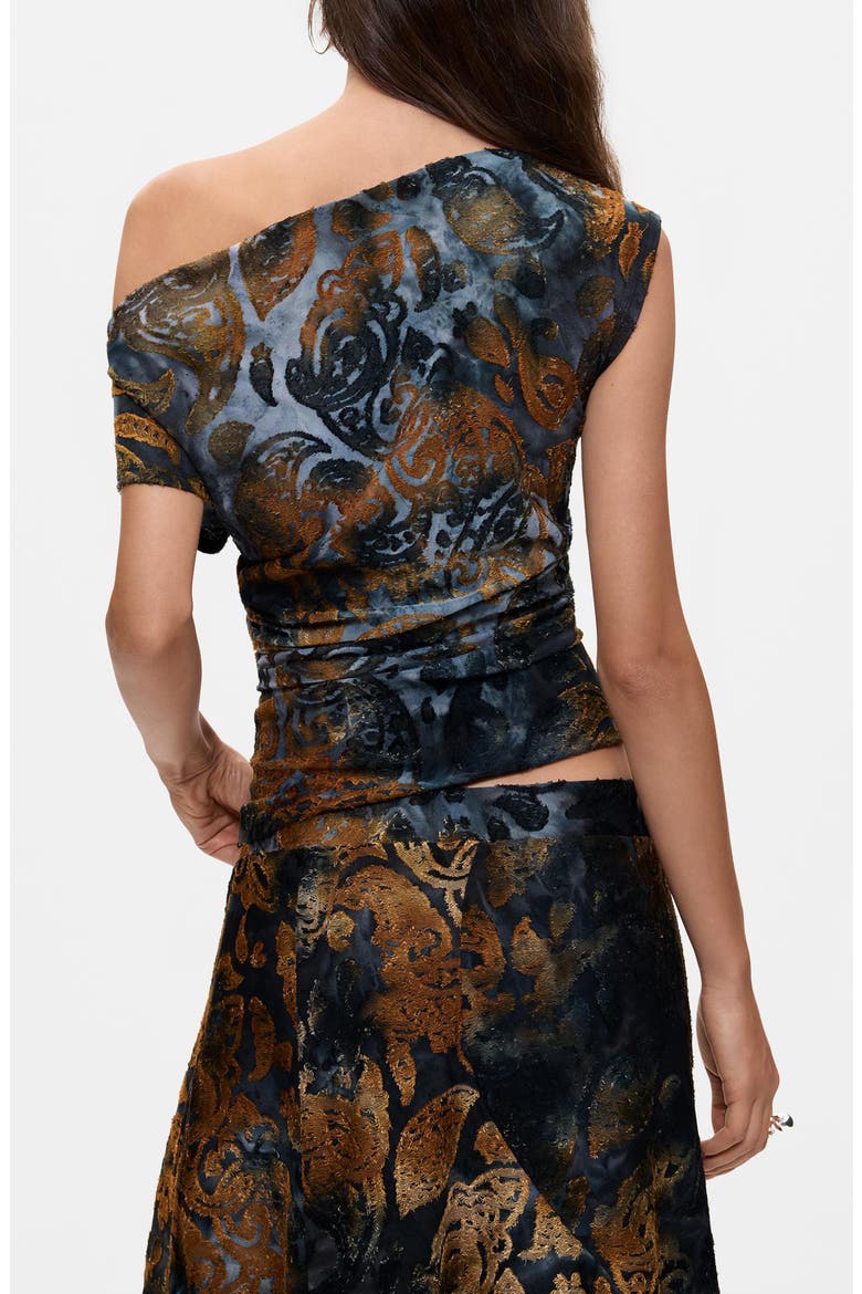 Off the Shoulder Burnout Top, Alternate, color, DARK BLUE