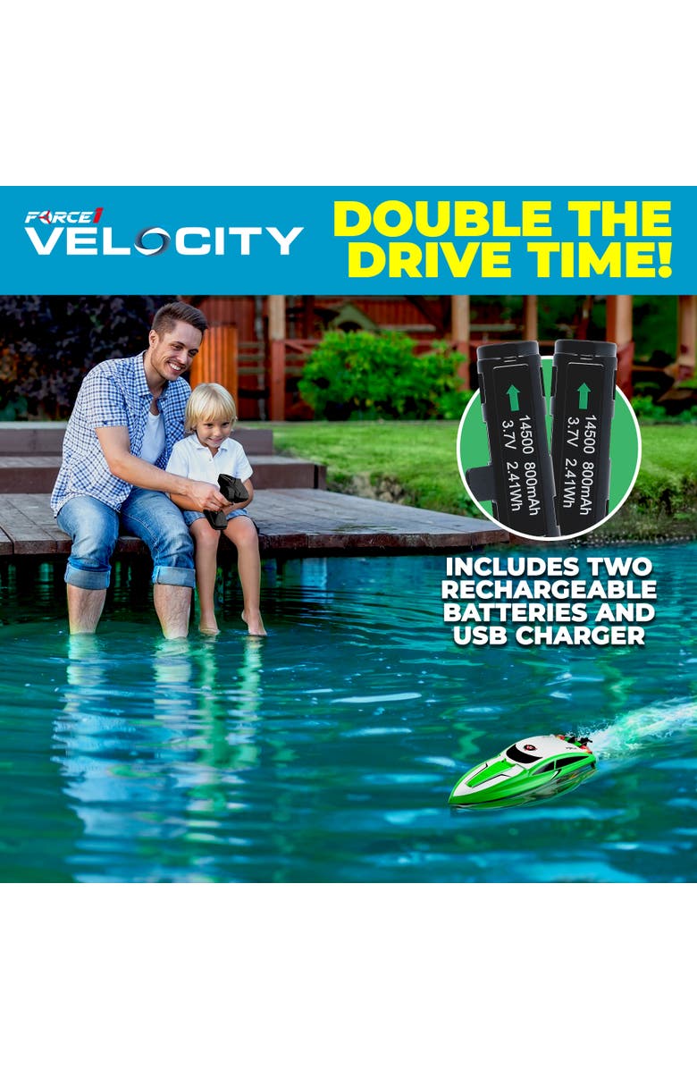 Force1 Velocity Green Fast RC Boat, Alternate, color, Green