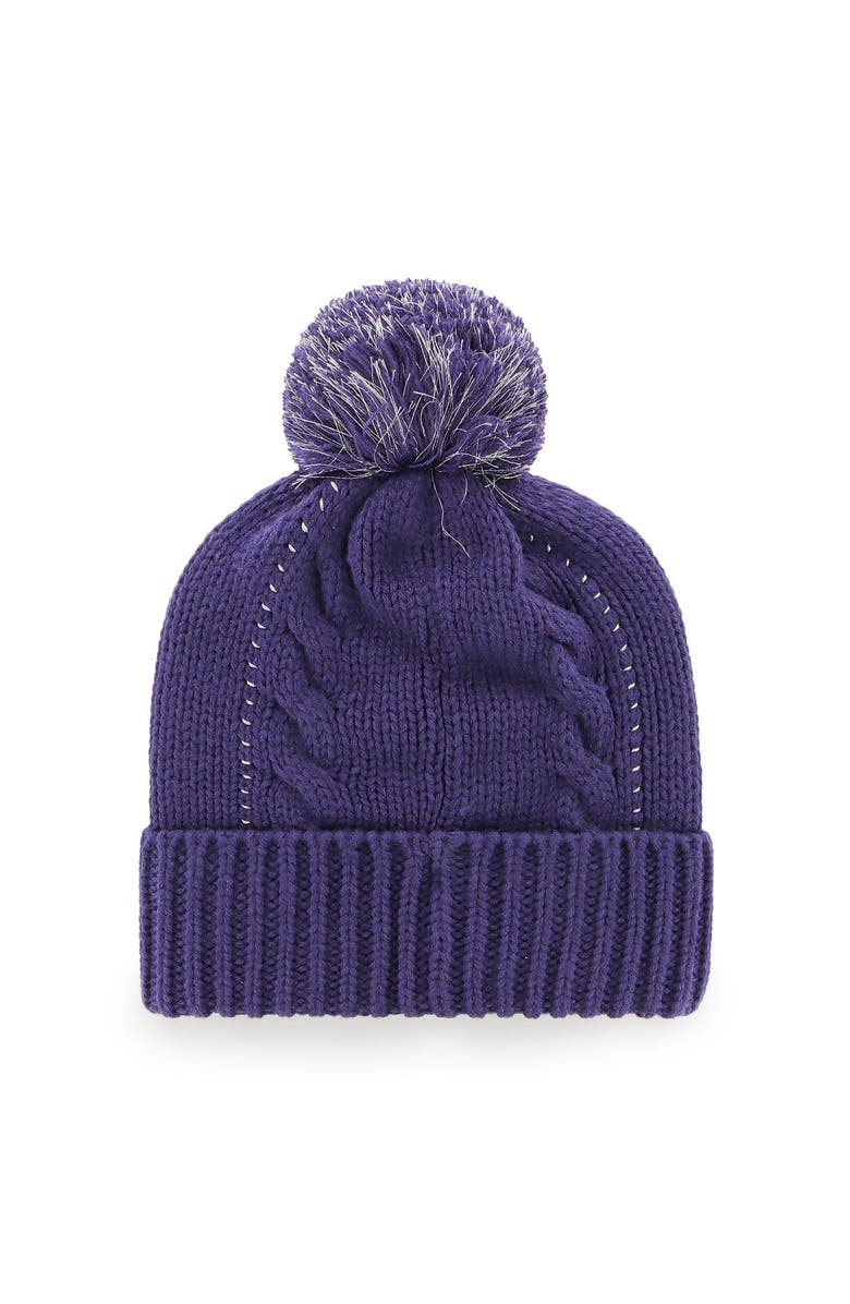 '47 Women's '47 Purple LSU Tigers Bauble Cuffed Knit Hat with Pom, Alternate, color,