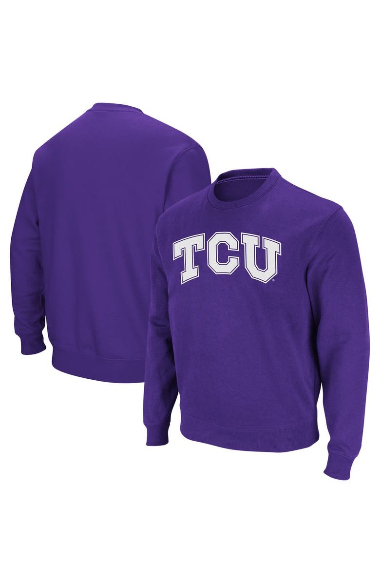 COLOSSEUM Men's Colosseum Purple TCU Horned Frogs Arch & Logo Crew Neck Sweatshirt, Alternate, color, Purple
