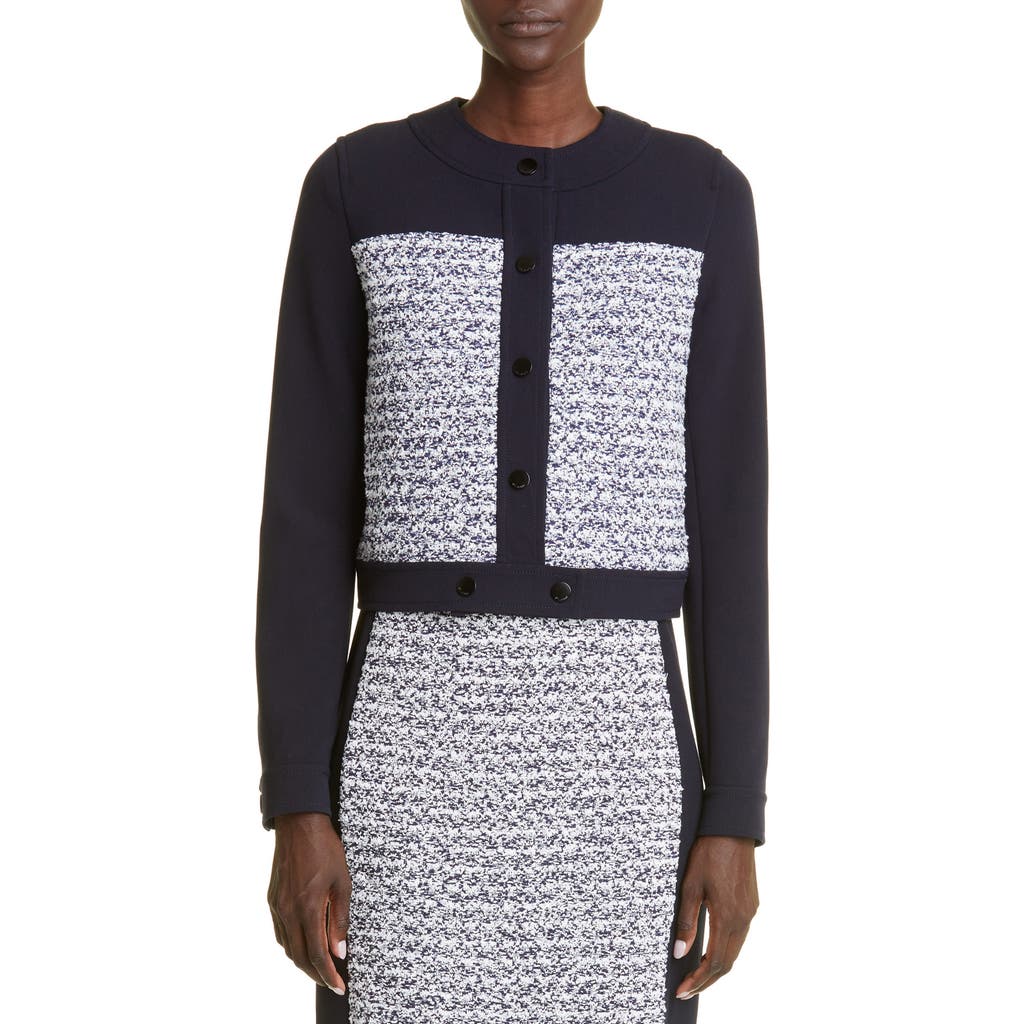 St John St. John Collection Mixed Media Crop Jacket In Black