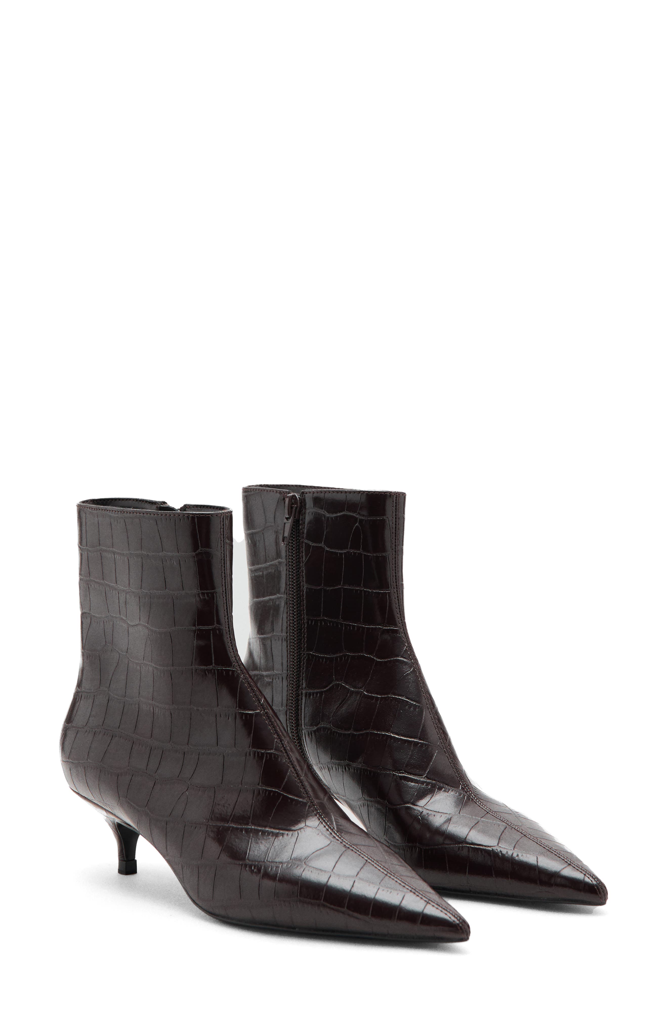 Pointed Toe Faux Leather Ankle Boot, Main, color, BURGUNDY
