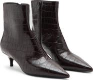 MANGO Pointed Toe Faux Leather Ankle Boot